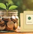 Retirement savings jar and two blank planning cards representing traditional and Roth retirement accounts